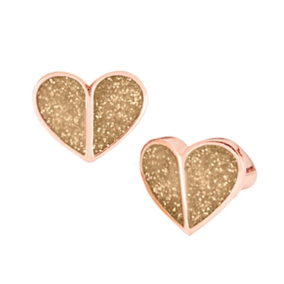 KATE SPADE • Gold Glitter Heritage Heart Earrings - Picture 1 of 3